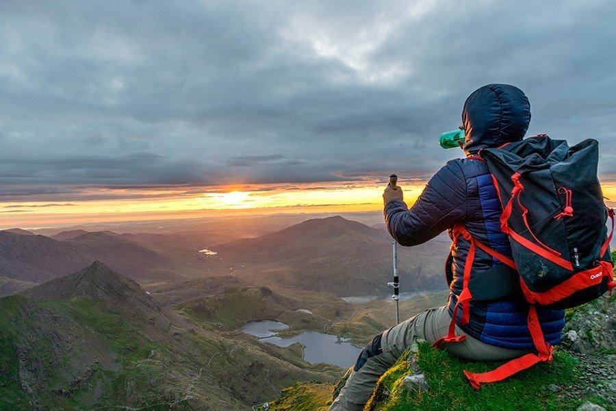 Hiker drinking