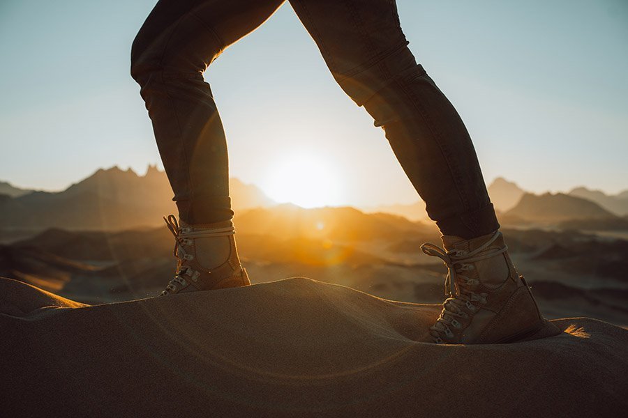 Hiking on sand dune