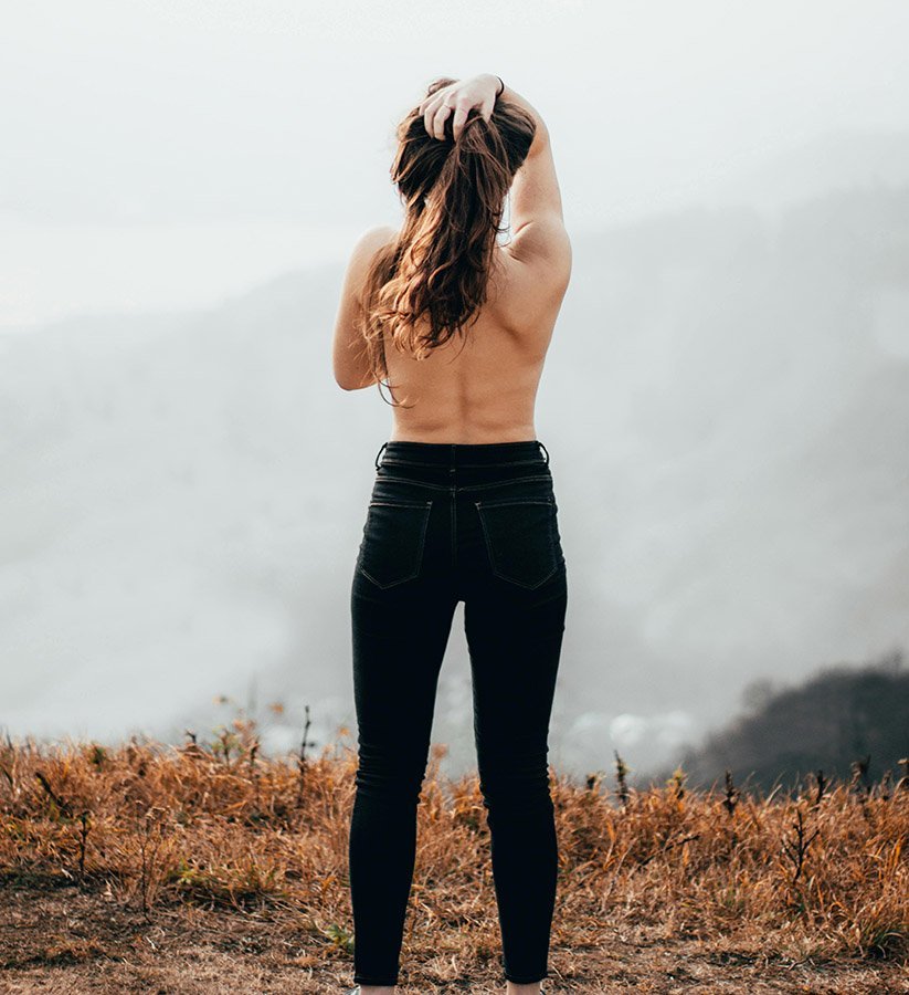 Topless outdoors