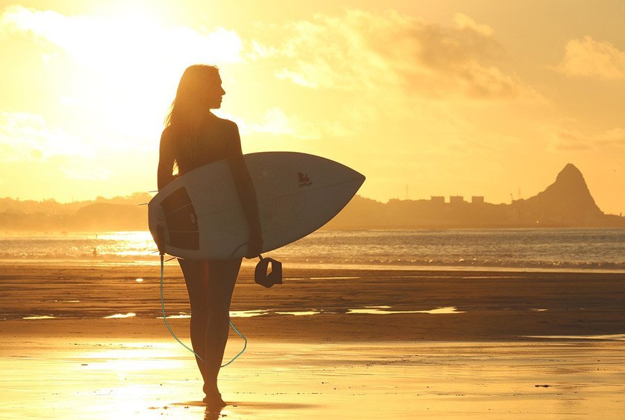 Surfer at sunset