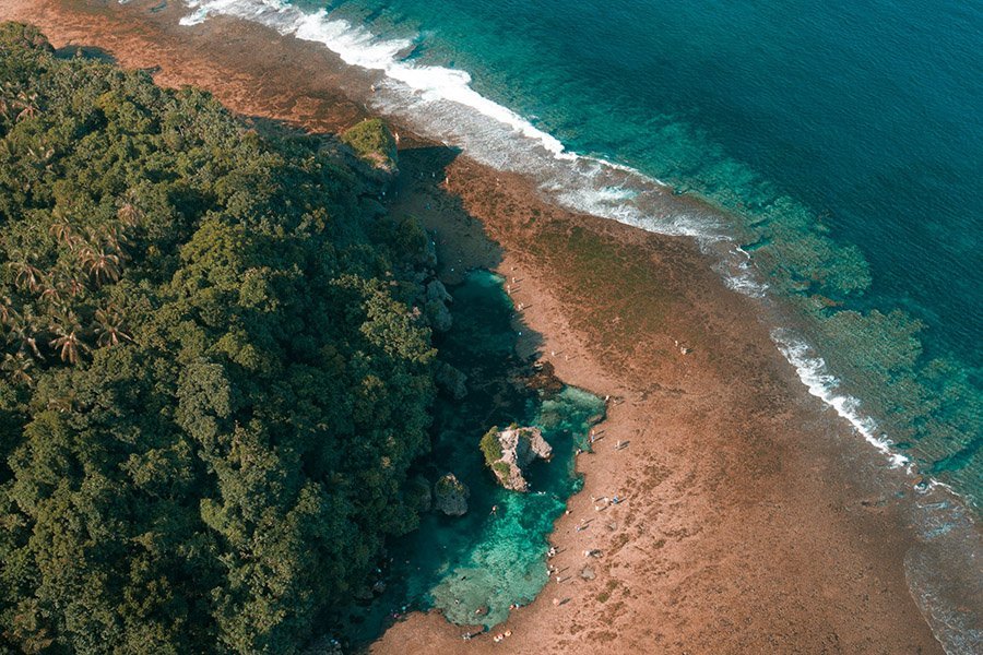 Aerial view of Siargao surfing island