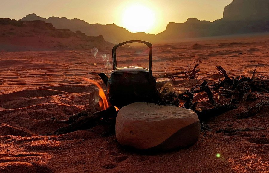 Campfire in the desert