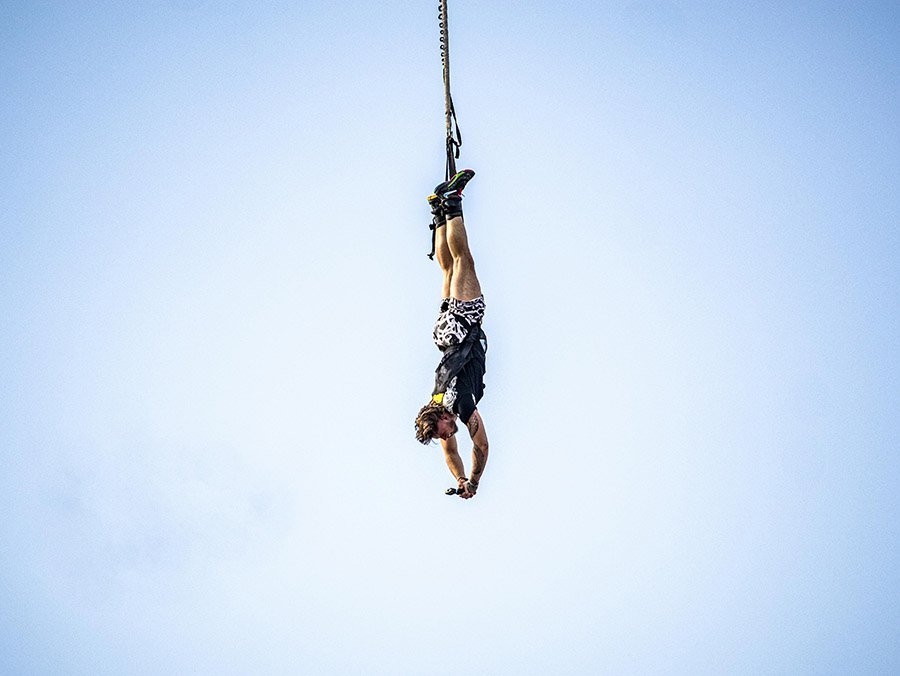 Young bungee jumper